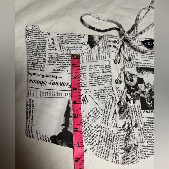 AKIRA Read The News Black and White Lace Up Underbust Corset XL - Picture 10 of 11